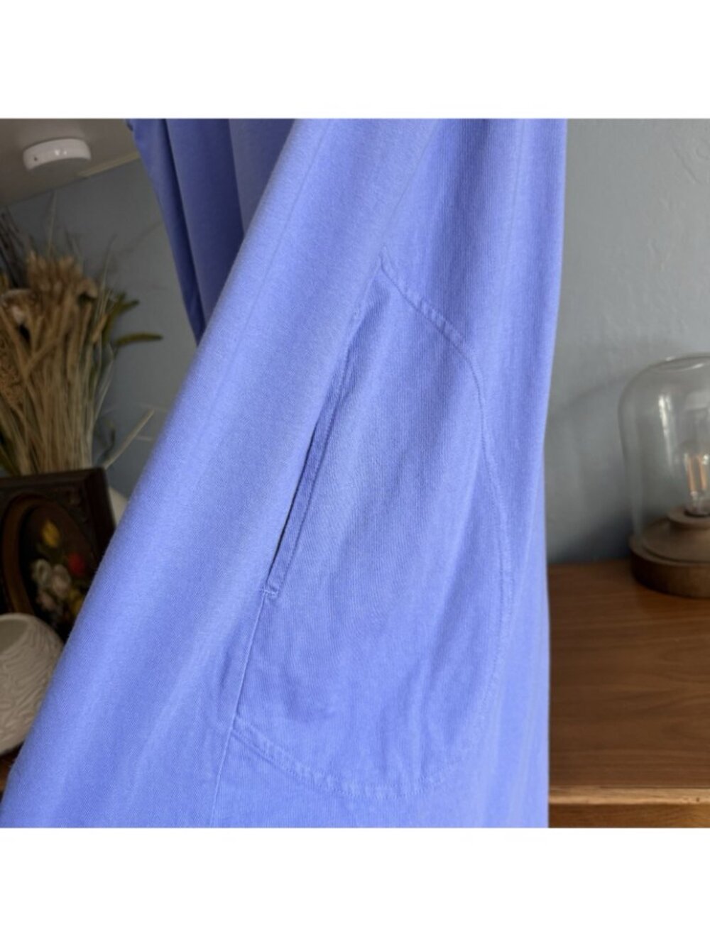 Fresh Produce A-line Shift Tank Dress Cotton Jersey Periwinkle Pockets - Picture 4 of 8